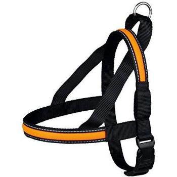 Trixie 13267 Arnés Noruego Flash USB, M-L, 60-75 cm, Negro-Naranja