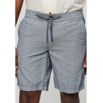 Pantalón corto de lino marino Superdry para hombre con cordón ajustable