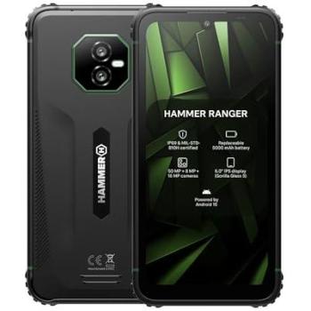 Teléfono Móvil Smartphone Rugerizado Hammer Ranger 4G / 6GB / 256GB / Pantalla de 6 / Negro/Verde / IP69 / 5000 mAh / Cámara de 50 MP