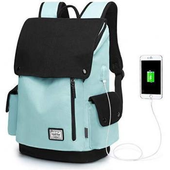 WindTook Mochila Mujer Lona Mochila Portatil Mujer 15.4 Pulgadas Mochilas Escolares Casual con Puerto de USB Impermeable para Escolar Universidad Trabajo Viaje Multiusos Blu