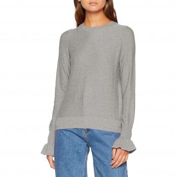 Vero Moda Vmgaltine LS Ruffle Cuff Blouse, Suéter para Mujer, Gris