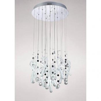 Lámpara colgante redonda 10 bombillas G4 cromo pulido/vidrio blanco/cristal, no compatible con LED/CFL