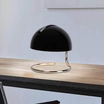 Lámpara de mesa Burano, negra, altura 25 cm, cristal/metal, E27