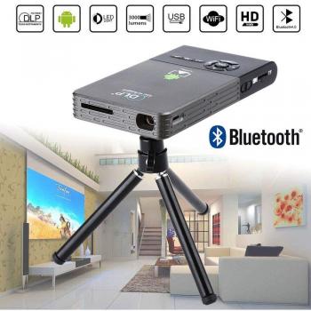 OTHA Proyector, Mini Proyector, Proyector Full HD Android 7.1, para iOS y Android, Smart Android Projector con Tripod Remote,Proyector de Cine en casa inalámbricos de 120 Pulgadas - Negro