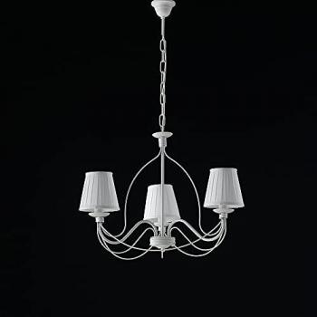 Candelabro Provenzal Flamenco 3 Luces de Hierro Blanco con Pantallas Blancas Serie Rústica