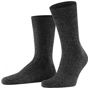 Falke Men's Anthracite Virgin Wool Ribbed Socks 'Carpet In Shoe' Size 41/42