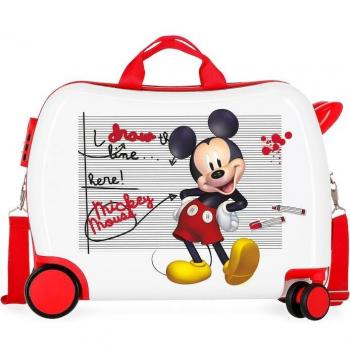 Disney Mickey Mouse Draw The Line Maleta Infantil Correpasillos Rígida 2 Ruedas Multidireccionales con Capacidad de 34L Rojo