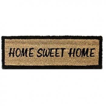 Relaxdays Home Sweet Home – Felpudo para la Entrada de su hogar Hecho de Fibras de Coco y PVC con Medidas 75 x 25 cm Antideslizante Elemento Decorativo, Color marrón