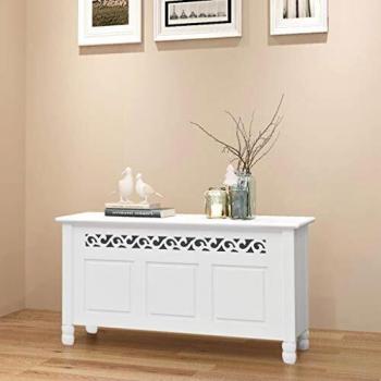 vidaXL Banco de Almacenamiento Estilo Barroco Dimensiones 96 x 32 x 51 cm Blanco