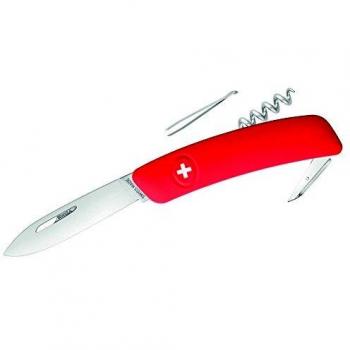 Swiza D01 Red Swiss Pocket Knife - Folding, 6 Functions, 2.875in Blade, 440 Stainless Steel