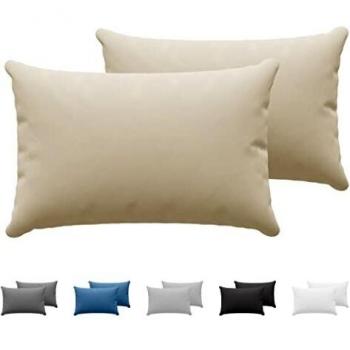 Dreamzie Juego de 2 x Fundas de Almohada 50x70 cm Beige 100% Algodon Jersey - Funda de Almohada Algodon 50x70 - Funda Cojin para Cama 50x70 - Protector de Almohada