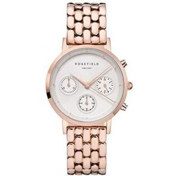 Rosefield Women's Chronograph Watch Gabby White Rose Gold 33mm
