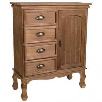 Recibidor de madera marrón 65x30x60h cm de estilo Romántico con 4 cajones y 1 puerta (no viene montado)