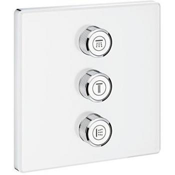 Grohe 29158LS0 Grohtherm Smartcontrol Termostato con inversor y cristal blanco, 3 Chorros Adicionales Regulables, Moon White, Cuadrado