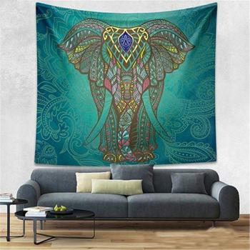 originaltree bohemio Tapiz Colgante de pared Mandala Elefante árbol flor Impreso alfombrilla de playa Decor, poliéster, Verde, 150cm by 130cm
