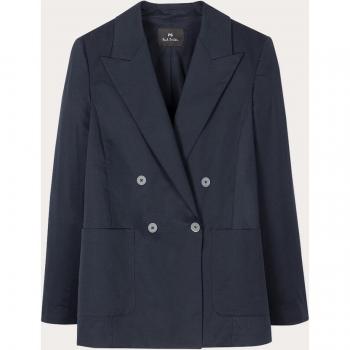 Paul Smith Women's Blue Cotton Blazer Jacket with Pocket Detail - Size XL