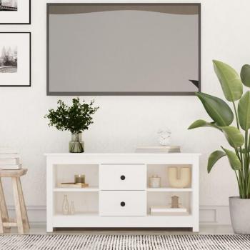 Soporte para TV móvil de madera maciza de pino blanco 103x36,5x52 cm