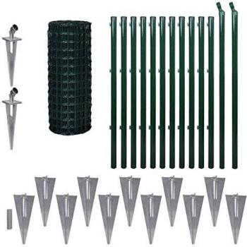 vidaXL Set de Euro-Valla con Estacas de Tierra Longitud 25 x 1 m Acero Verde