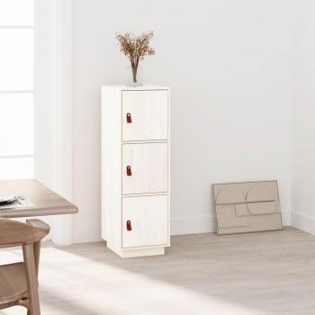 Aparador alto de madera maciza de pino blanco 34x40x108,5 cm Mueble de Almacenaje de Salón Buffet para salón Armario Auxiliar Armario de Almacenamiento