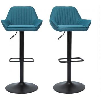 Set de 2 taburetes de cocina ajustables de diseño de tejido azul petróleo Ronnie