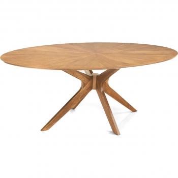 Mesa Ovalada de Madera Efecto Roble 190x110 cm con Altura de 75 cm - Oresteluchetta