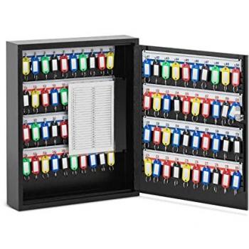 Caja para llaves Stamony ST-KB-80P - Organizador para 80 llaves con 8 listones y ganchos, incluye llaveros y cerradura