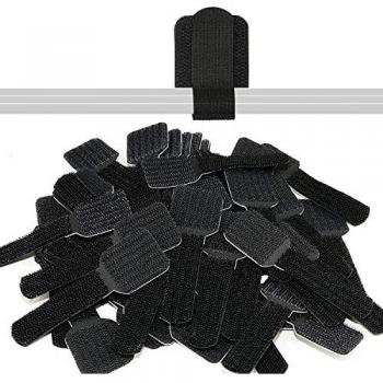 LABEL THE CABLE Self-Adhesive Hook and Loop Cable Holders for Perfect Cable Management - Cable Organisers for Walls & Desks - LTC WALL STRAPS - Pack of 50 - Black - PRO 3110