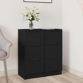 vidaXL Aparador de Madera Contrachapada Negro 30x30x70 cm