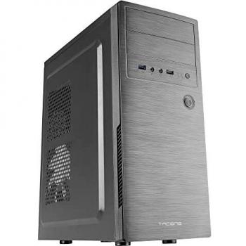 CAJA ATX SEMITORRE TACENS INITIOX BLACK FRONTAL CON ACABADO ALUMINIO PULIDO 2xBAHIA EXTERNA 5.25 2xUSB 3.0 1xUSB 2.0 SIN FUENTE DE ALIMENTACION