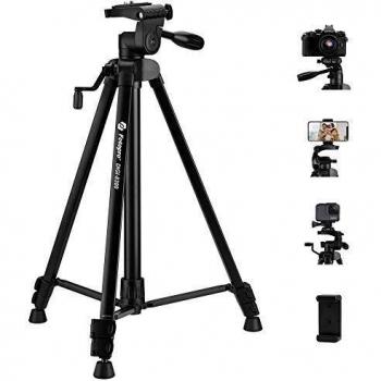 Fotopro Trípode Cámara 150 cm, Trípode de Aluminio para iPhone, Tripodes de Teléfono, Trípode Portátil, Soporte de la Cámara para DSLR Samsung Huawei iPhone