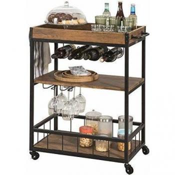 Carrito de Servicio de Cocina Vintage Industrial con 3 Estantes y Ruedas - FKW56-N