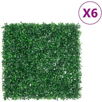 Hojas de valla arbustos artificiales 6 piezas verde 50x50 cm