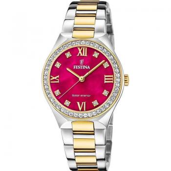 Festina Solar Energy Women's Watch F20659/3 Stainless Steel 316L Red Multicolor