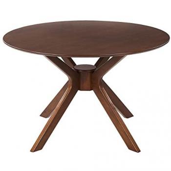 Mesa de Comedor Redonda Retro 120 cm Madera Oscura MDF Caucho Tymis