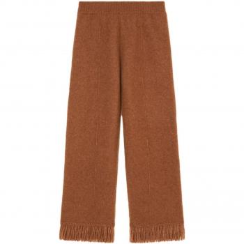 Alanui Women's Cashmere And Silk Blend Trousers in Camel | Size Medium | LWHG001F23KNI002