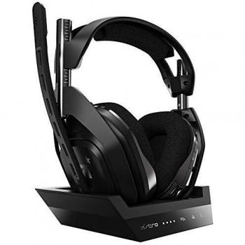 ASTRO Gaming A50 Auriculares inalámbricos para gaming y estación-base de carga, 4a gen, control de balance de juego, voz, 2.4 GHz, 15m alcance, para PS5, PS4, PC, Mac - Negro/Plata