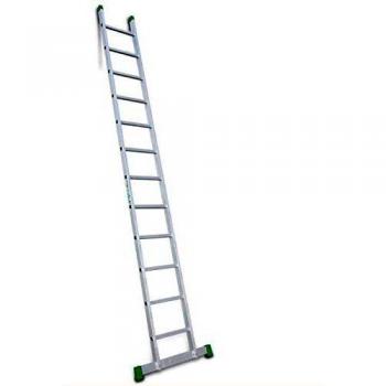 Escalera de Apoyo de 1 Tramo | 12 Peldaños | Escalera Profesional de Uso Doméstico | 363x42x8 cm | Trabajos de Bricolaje | Taco Antideslizante | Máxima Seguridad y Confort | Escalibur