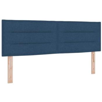 Cabecero LED Diseño Lineal Azul 160 cm Tela con Iluminación de Tiras