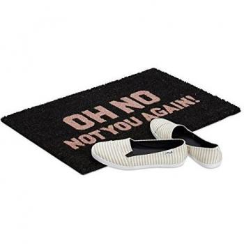 Felpudo Antideslizante de Coco Oh No, 40x60 cm, Interior y Exterior, Negro - Relaxdays