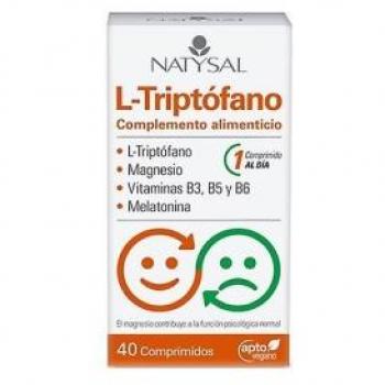 Natysal L-Triptofano 40 comprimidos - Suplemento alimenticio que contiene L-Triptófano, un aminoácido esencial que contribuye a la producción de serotonina, ayuda a mejorar el estado de ánimo y prom