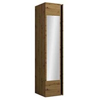 Armario Hartford 370, Roble Artisan y Negro, 186x40x44cm, 2 Estantes y Espejo