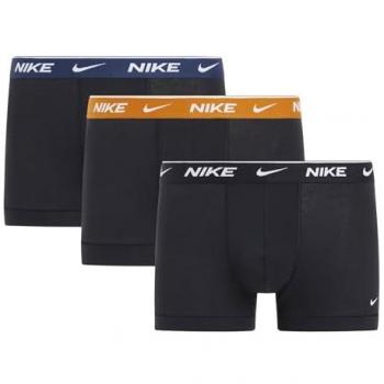 Bóxer Nike Everyday Cotton Stretch Trunk para hombre (pack de 3 unidades, colores negro puro, verde y azul) - Talla L