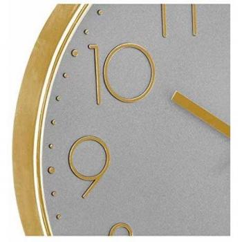 Reloj de pared silencioso de plástico gris y dorado - Atmosphera