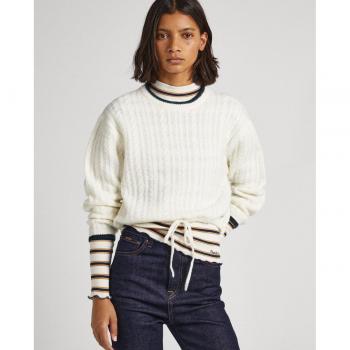 Pepe Jeans Women's Round-neck Knitwear, White, Size L