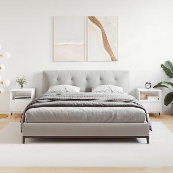 Mesita de noche 2 piezas blanco pulido 40x35x50 cm madera ingeniería brillo