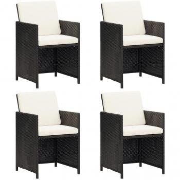 vidaXL 4-Piece Black Poly Rattan Garden Chair Set