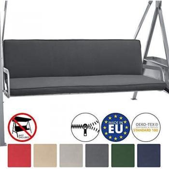 Set de 2 Cojines para Bancos Columpio Hollywood Loft HS - Asiento y Respaldo 180x100x6 cm Gris Grafito, Lavables con Cremallera