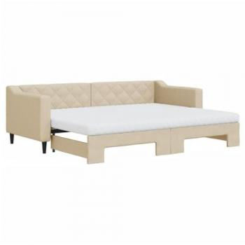 Sofá cama nido con colchón tela crema 80x200 cm