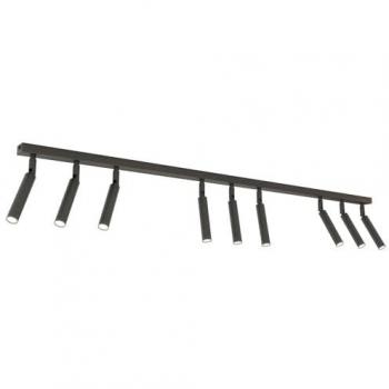 Plafón moderno Ivi de metal negro, 9 luces, 116 cm de largo, G9