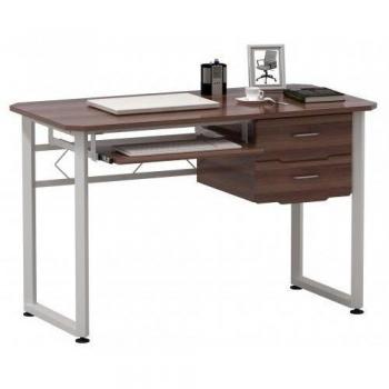 hjh OFFICE 673621 Escritorio con cajones WORKFLOW 120x60 Nogal/Blanco, Mesa Ordenador fácil de Limpiar, con Bandeja para Teclado, sólido, Grande encimera, Escritorio Oficina